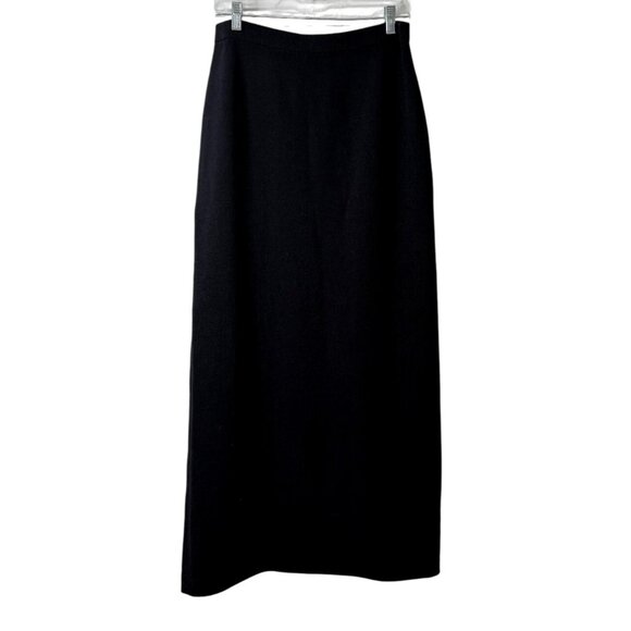 St. John Basics Black Maxi Skirt Knit Pull-On Side-Slit Womens Size 10 - Picture 2 of 6
